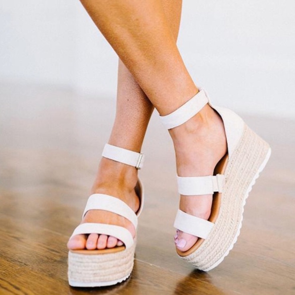 Nude Natural Platform Espadrille Sandals